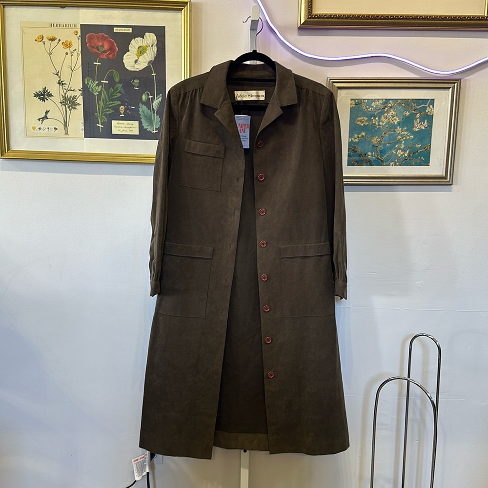 Brown Suede Designer Trench Coat